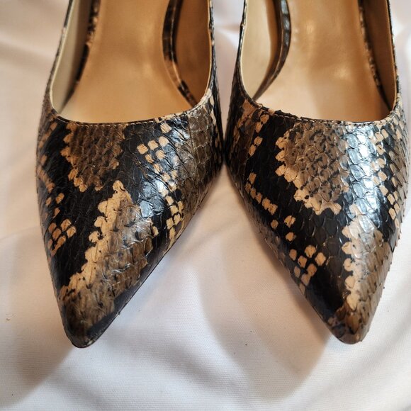 LAUREN RALPH LAUREN SIZE 8B SNAKESKIN 3" HEELS CLASSY SOPHISTICATED WORN ONCE - Picture 2 of 9
